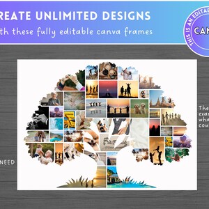 Family Tree Photo Collage Editable Canva Frame, Heart Family Member ...