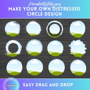 Bleach effect distressed Edge Canva Frames Bundle - Drag & Drop Photo - Editable Template Background - Photo Collage Sublimation Design PNG