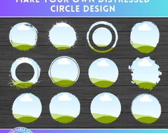 Bleach effect distressed Edge Canva Frames Bundle - Drag & Drop Photo - Editable Template Background - Photo Collage Sublimation Design PNG
