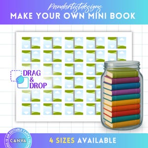 Mini Book Editable Canva Template, Mini book Cover Design, Printable Miniature Books, Drag & Drop, Tiny Book DIY, Book Jars, Canva Frame