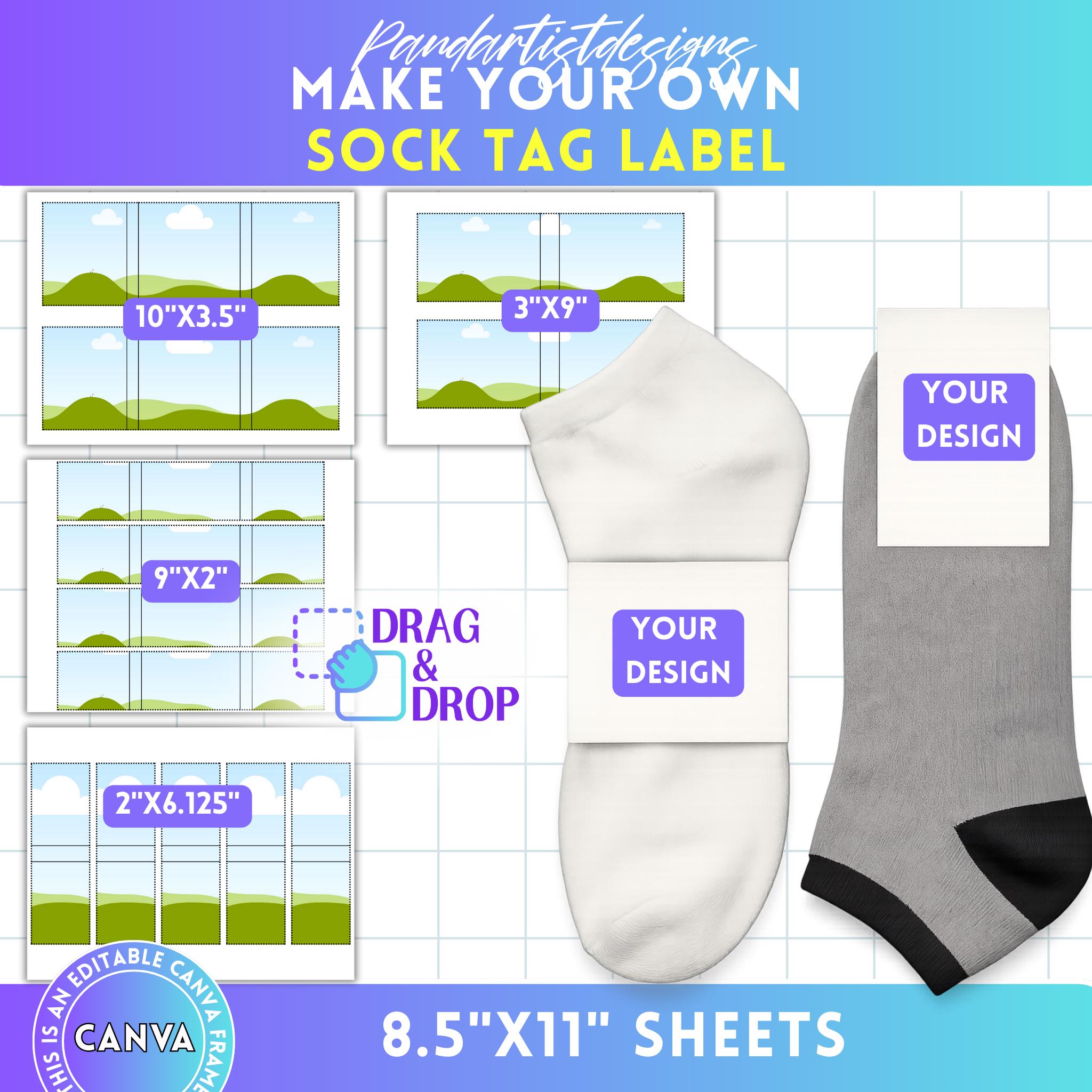 Sock Paper Label Socks Tag Template Bundle, Socks Wrap Label Canva Template, Printable ...