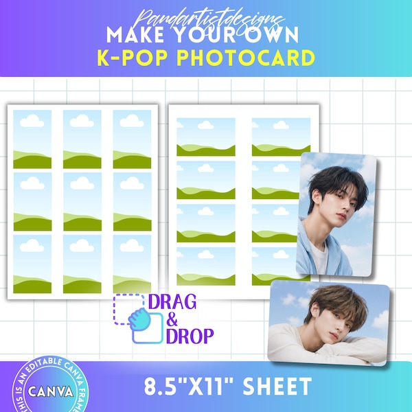 K-Pop Photocard Template, Official Photocard Template, Customizable Design, Canva Frames, Kpop Fan Card, Easy Drag & Drop, Printable DIY
