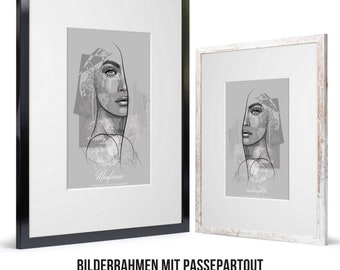 Bilderrahmen mit Passepartout A3 30x40 40x50 50x60 50x70 Eleganter Dünner Holz Rahmen CHLOE