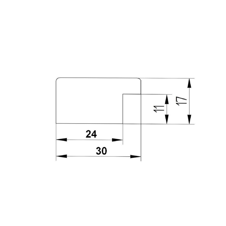 May include: Line drawing of a rectangular shape with dimensions 24 inches by 30 inches and a smaller rectangular shape with a dimension of 11 inches.