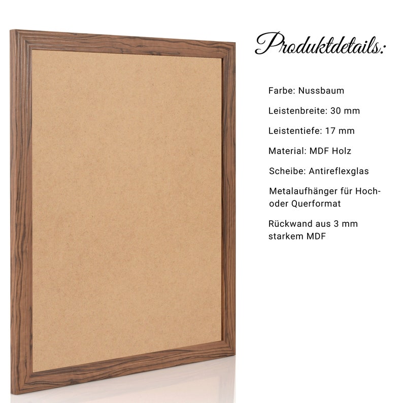 Fotolijst in houtlook met ontspiegeld glas voor woonideeën in landhuisstijl, posterlijst MODERN uit Duitsland 50x70 40x60 afbeelding 3