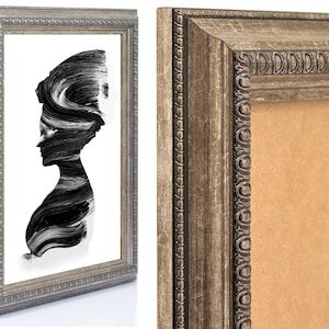 Baroque real wood frame LUXOR Silver - gift idea wall gallery - 30x40 50x80 60x90 A4 A1