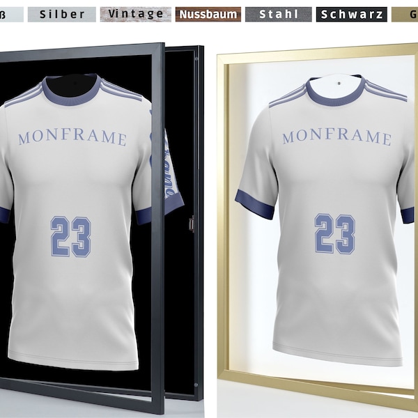 Jersey frame with revolving door, object frame for jerseys in 7 different colors