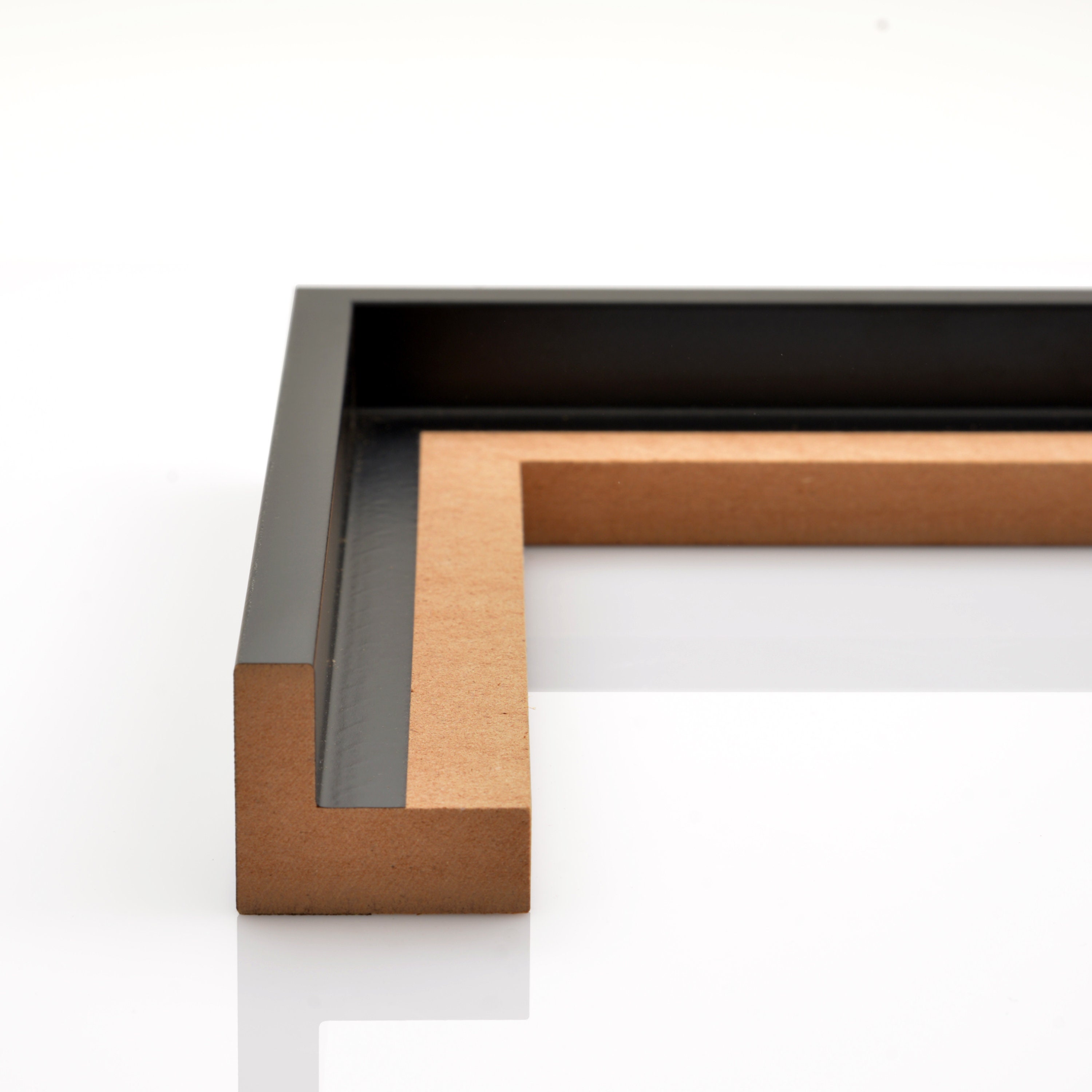 Stallmann Design Schaduwvoeglijst voor spieraam, 50 x 50 cm, zwart, MDF-houten lijst voor canvas met diepte-effect, met montageaccessoires, frame zonder glas en achterwand