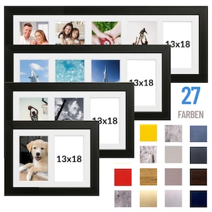 Picture frame collage for 13 x 18 cm photos – MODERN frame with matching passepartouts, handmade in Germany, color selection