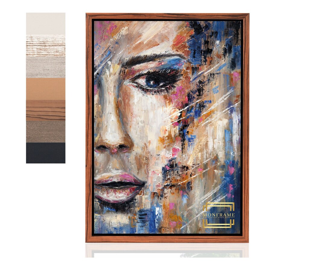 Shadow Gap Frame Walnut, Canvas Picture Frame Without Glass, Canvas