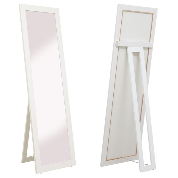 Miroir sur pied blanc MODERN | miroir rectangulaire sur toute la longueur