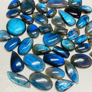 AAA Blue Labradorite Gemstone Cabochons: Handmade, Mix Size Lot