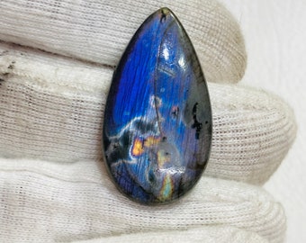 Best Quality Purple Labradorite Gemstone Cabochon Size 31x24x6 MM Top Labradorite Cabochon Gemstone Pear Shape Use For Making Jewelry