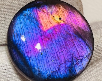 Flashy Purplish Fire Labradorite Gemstone Cabochon Size 26.34x26.09x4.70 MM Flashy Labradorite Gemstone Cabochon Polished Making Jewellery.