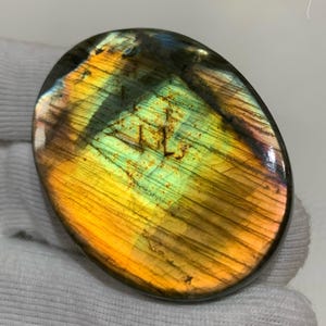 Brilliant Full Flashy Labradorite Cabochon Gemstone Size 55.90x40.75x6.77 MM Top Flashy Yellow Labradorite Make For Jewelry Oval Shape Stone