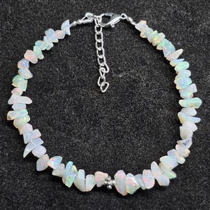 27 Cts Natural Rainbow Opal Rough Bracelet, Irregular Chip Beads, Elegant Gemstone