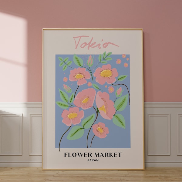TOKIO Flower Market Design Poster | Flower Market Poster | Wohnzimmer Poster | Poster Esszimmer | Skandinavisches Design