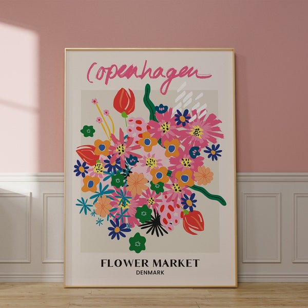 COPENHAGEN FLOWER MARKET Design Poster | Flower Market Poster | Living Room Posters | Poster dining room | Scandinavian design