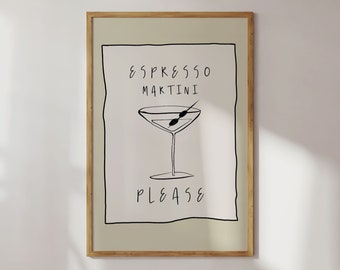 Espresso Martini Poster - Stilvolles Bar & Küchen Kunstwerk, Wanddekoration für Esszimmer, Perfekte Geschenkidee für Cocktail-Liebhaber