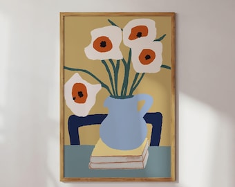 Floral still life poster | Living room wall decor | Kitchen poster | Dining room print | Gift idea | Digital print | Wall art | Art print