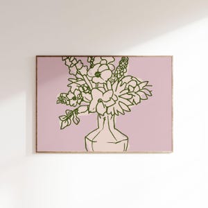 Flower poster | Art print | Kitchen wall decoration | Dining room wall art | Horizontal poster | Abstract print | Housewarming gift