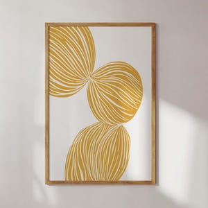 Abstrakter Honey Yellow Contemporary Art Kunstdruck. Minimalistisches Poster in Gelb. Mid Century. Tolles Geschenk zum Einzug o. Geburtstag.