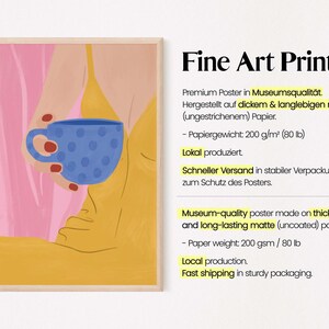 Contemporary art woman with coffee. Summer poster. Wall decoration for the dining room. Kitchen & coffee bar. Also ideal as a gift. image 2