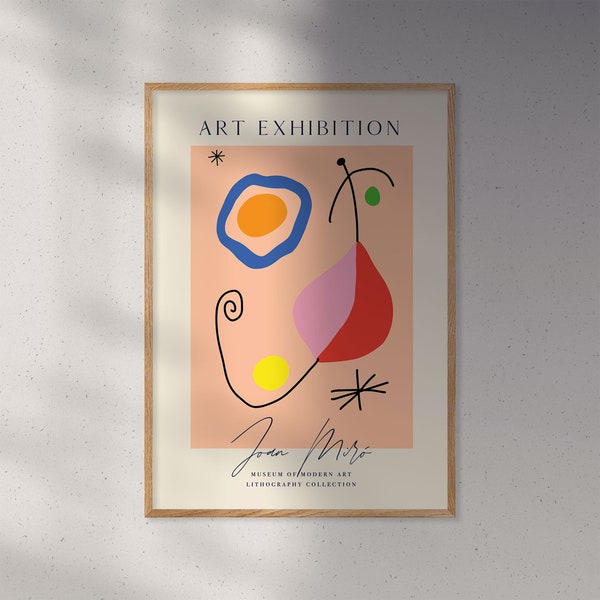 Joan Miró Kunstdruck | Abstrakte Kunst | Kubismus | Wohnzimmer Poster | Poster Esszimmer | Poster Modern | Skandinavisches Design