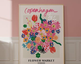 COPENHAGEN FLOWER MARKET Design Poster | Flower Market Poster | Living Room Posters | Poster dining room | Scandinavian design