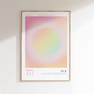 Aura Poster | Angel Number 777 Art Print | Bedroom Wall Decoration | Dining Room Wall Art | Spiritual Picture | Modern | Living Room Print