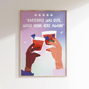 Bartender Poster | Art Print | Kitchen Wall Decor | Dining Room Mural | Cocktail Poster | Modern Art | Bar Cart Print | Girlfriend Gift