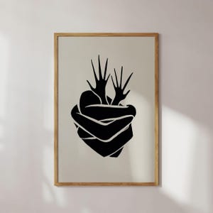 Abstract heart poster | Black + beige | Art print | Wall decoration for living rooms. Hallway & dining room | Gift idea for art lovers