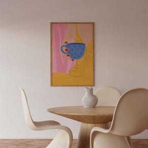 Contemporary art woman with coffee. Summer poster. Wall decoration for the dining room. Kitchen & coffee bar. Also ideal as a gift. image 5