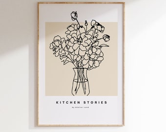 Flower poster | Art print | Kitchen wall decoration | Dining room mural | Botanical poster | Modern art | Floral print | Housewarming gift