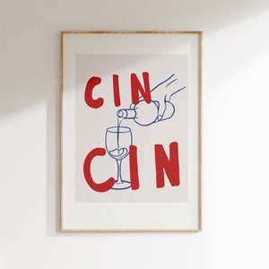 Cin Cin art print | Bar mural | Kitchen wall decoration | Dining room mural | Living room decoration | Print saying | Kitchen picture | Housewarming gift