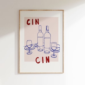 Cin Cin art print | Bar mural | Kitchen wall decoration | Dining room mural | Living room decoration | Print saying | Kitchen picture | Housewarming gift