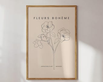 Fleurs Bohème Poster | Minimalist Poster | Exhibition Poster | Living Room Poster | Scandinavian Print | Boho Poster | Flower Poster
