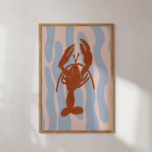 Hummer Kunst, Wandkunst, Meer Poster, Wanddekoration Küche, Geschenk Einweihung, Foodie Geschenk, Stillleben, Crustacean