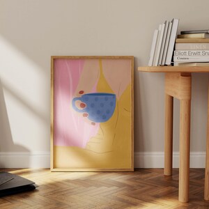 Contemporary art woman with coffee. Summer poster. Wall decoration for the dining room. Kitchen & coffee bar. Also ideal as a gift. image 3