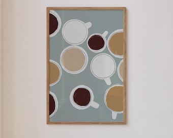 Coffee poster | Coffee bar art print | Coffee cup illustration | Abstract poster | Kitchen print | Dining room decoration | Coffee lover gift