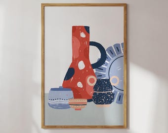 Colorful poster | Mid Century Modern | Wall decoration kitchen, dining room | Housewarming gift, birthday | Digital print | Art print | Print