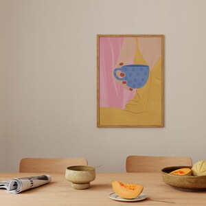 Contemporary art woman with coffee. Summer poster. Wall decoration for the dining room. Kitchen & coffee bar. Also ideal as a gift. image 4