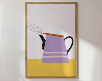 Colorful Fika coffee poster in trendy color Lavender Cream. Great wall decoration for the kitchen. Coffee bar or as a gift for a birthday, housewarming etc.