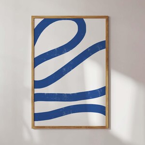 Contemporary art print. Poster in blue & white. Mid century. Print for the living room, hallway, etc. Great housewarming or birthday gift.