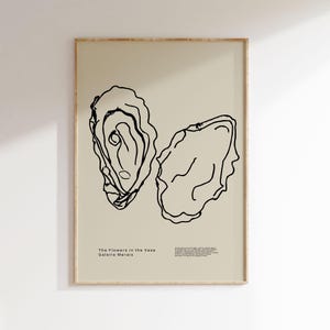Oyster poster | Art print | Kitchen wall decoration | Dining room mural | Shell print 50x70 | Modern art | Scandinavian print | Gift