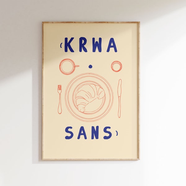 KRWA Croissant Poster | Art print | Kitchen wall decoration | Dining Room Mural | Minimalist decoration | Poster 40x50 | Kitchen picture | Gift entry