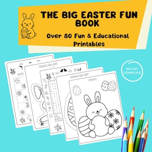 Easter Activity Book for Kids, 80+ Pages Printable Easter Coloring Pages, Kids Sudoku and word search, Instant Digital Download