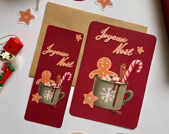 Greeting cards, Christmas card, Merry Christmas card, Postcard, Kawaii Christmas cards, Christmas poster, Christmas gift, gingerbread card
