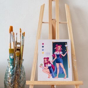 Arte de pared de princesas, decoración de dormitorio, temática de princesas, Disney, galaxia