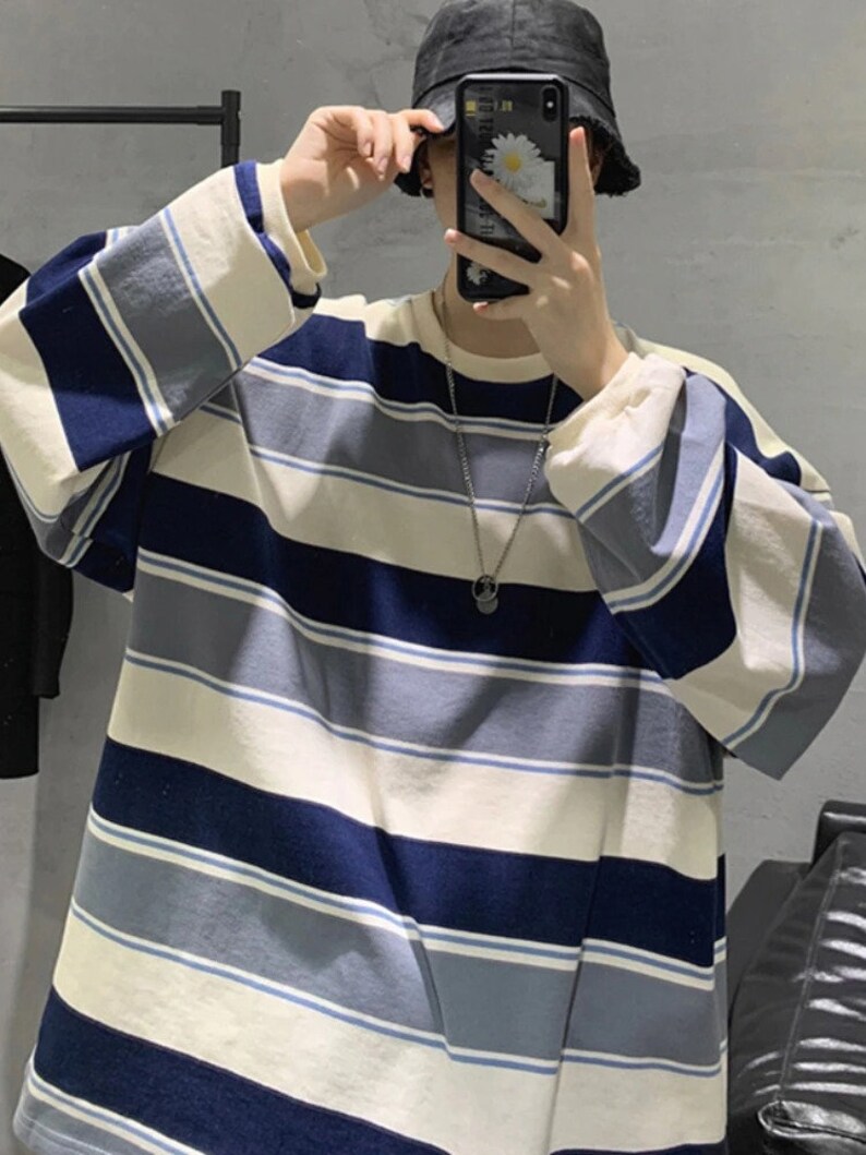 Y2K Striped Oversized Long Sleeve T-shirt - Etsy UK